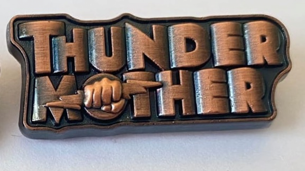 THUNDERMOTHER 3D Metal Pin (copper)plus Sticker