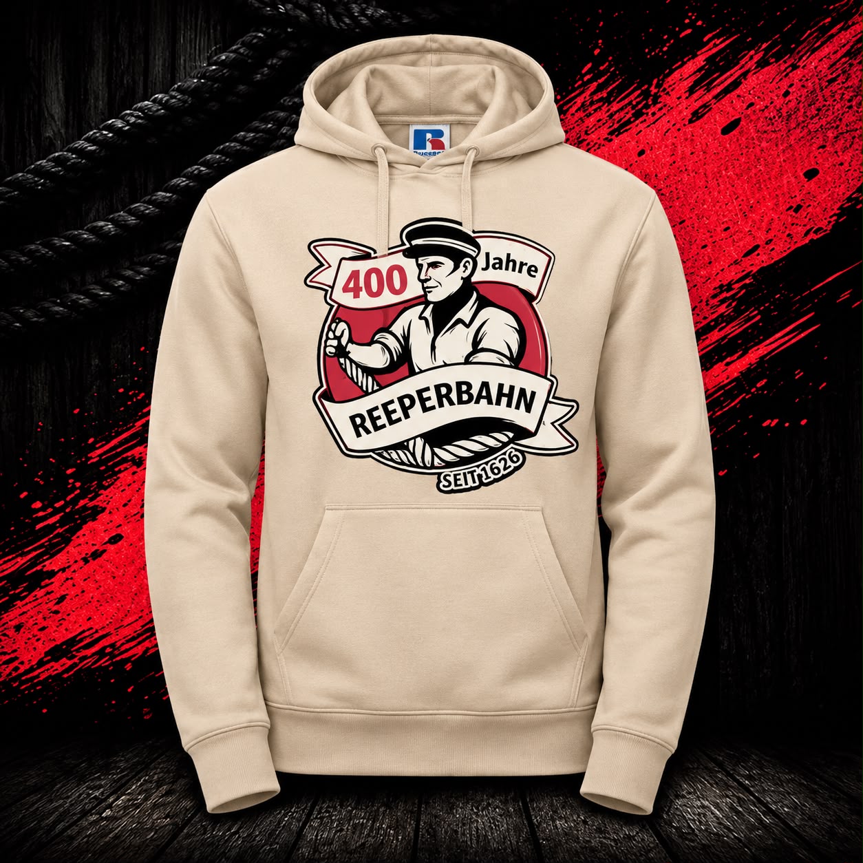 400 Jahre Reeperbahn - Hoodie Schwarz / Beige