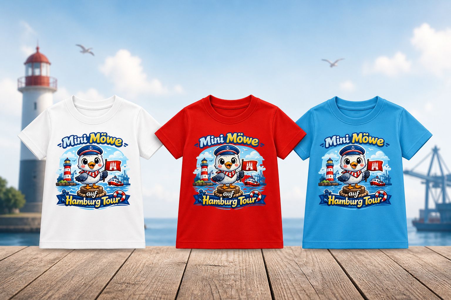 Kinder T-Shirt - Mini Möwe auf Hamburg Tour