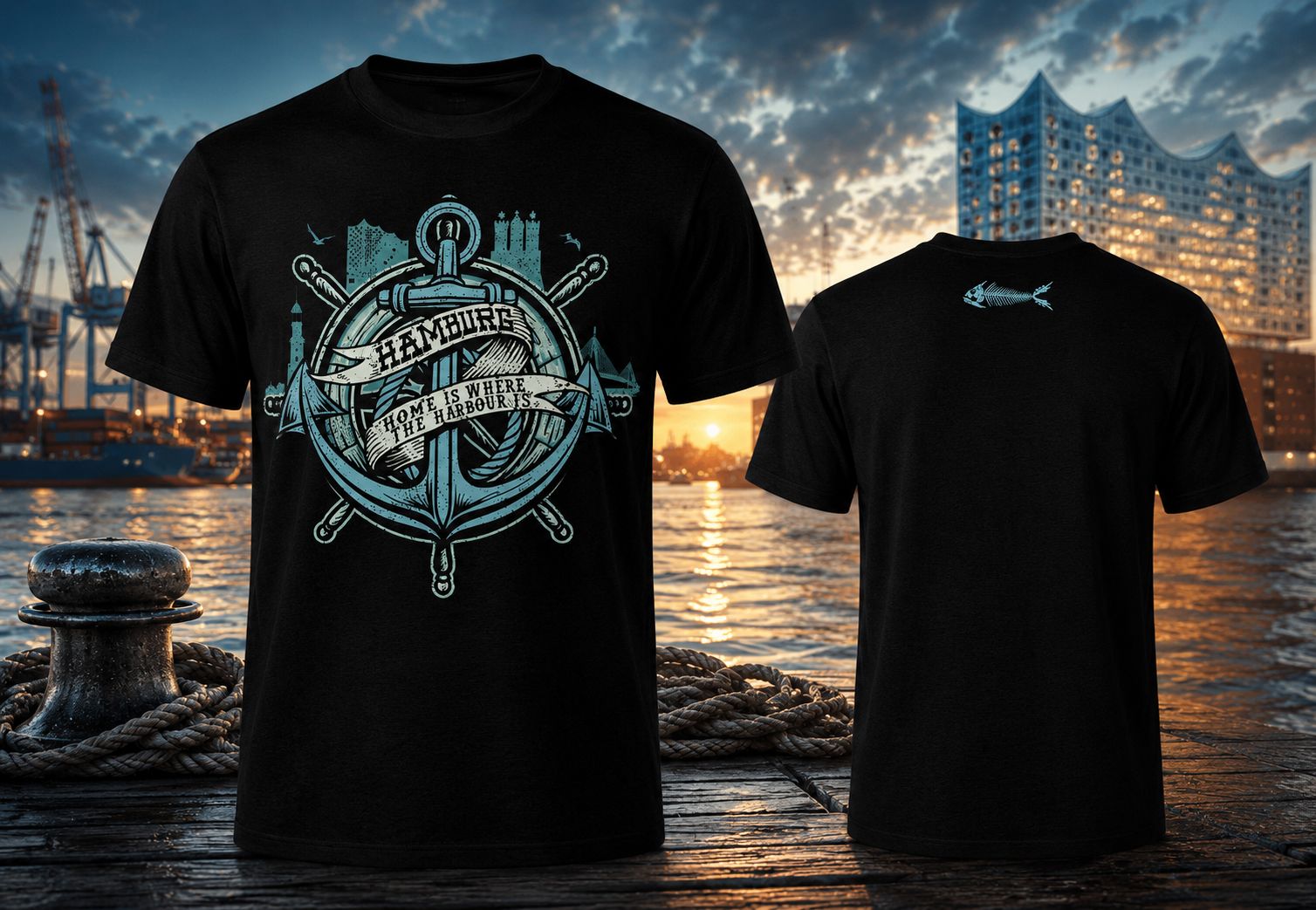 T-Shirt- Hamburg - home is where the harbour is